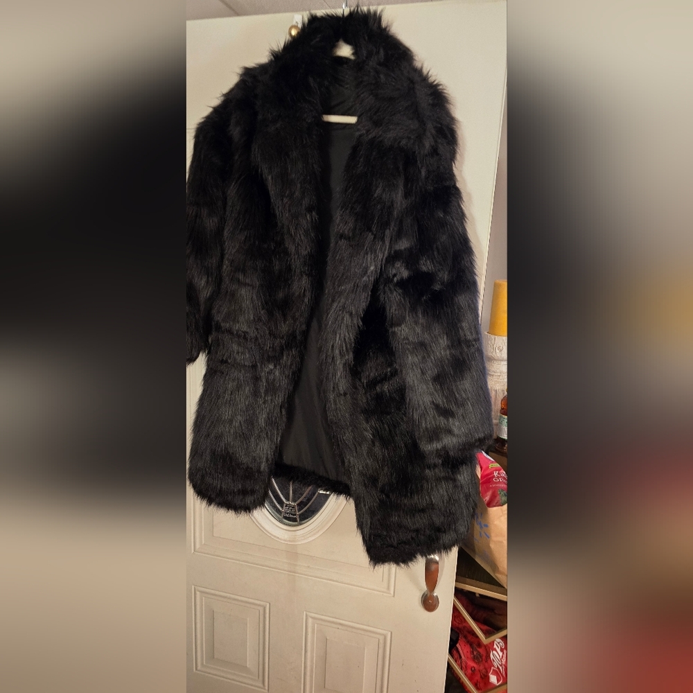 Black Faux Fur Coat